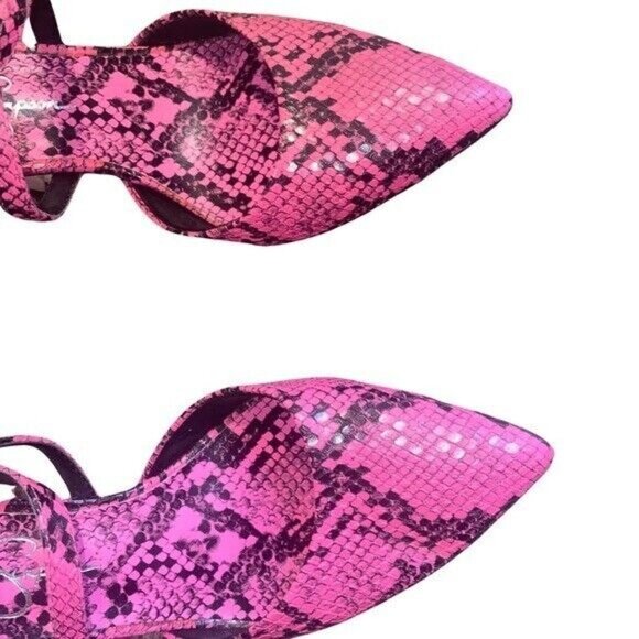 Jessica Simpson Ambrie Neon Pink Python Snake Print Sexy Heels - Picture 9 of 14